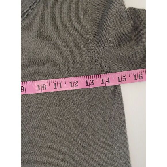 Cashmere Blend Sweater Dress Olive Green Front Zip Boho Y2K Quiet Luxury Small - Picture 13 of 16